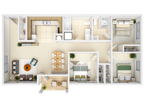 a floor plan of a home with bedrooms and a living room